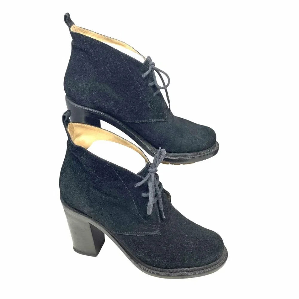 Jil Sander Black Suede Chunky Heel‎ Chukka Booties